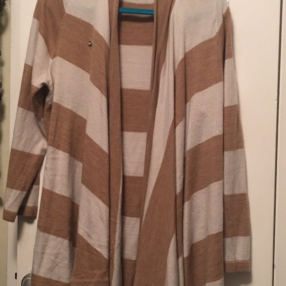 Tan and White striped Cardigan